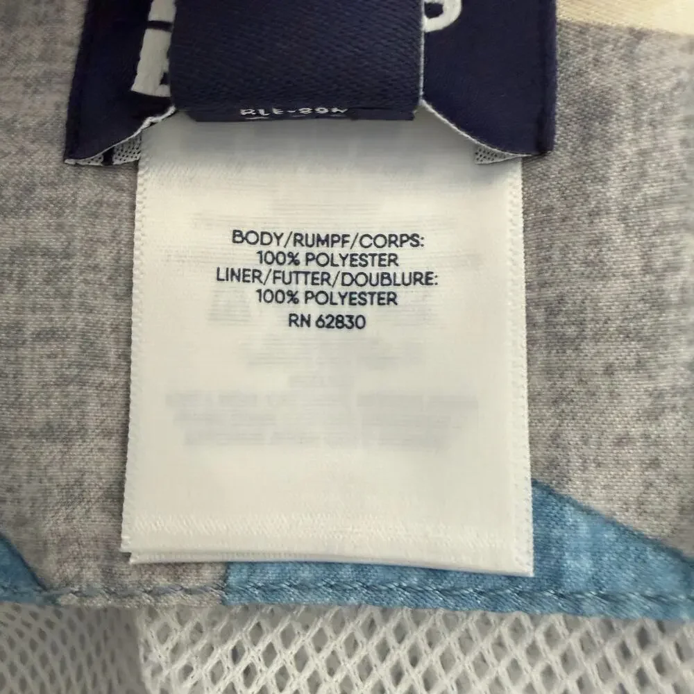 Lands’ End 6” Volley Swim Trunks blue gray white shark print
